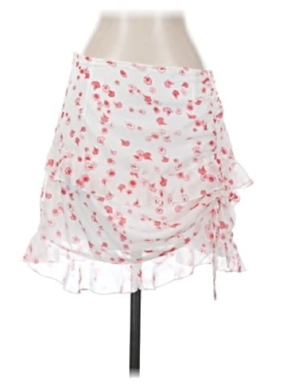 Princess Polly White Mini Skirt with Pink Floral Print
